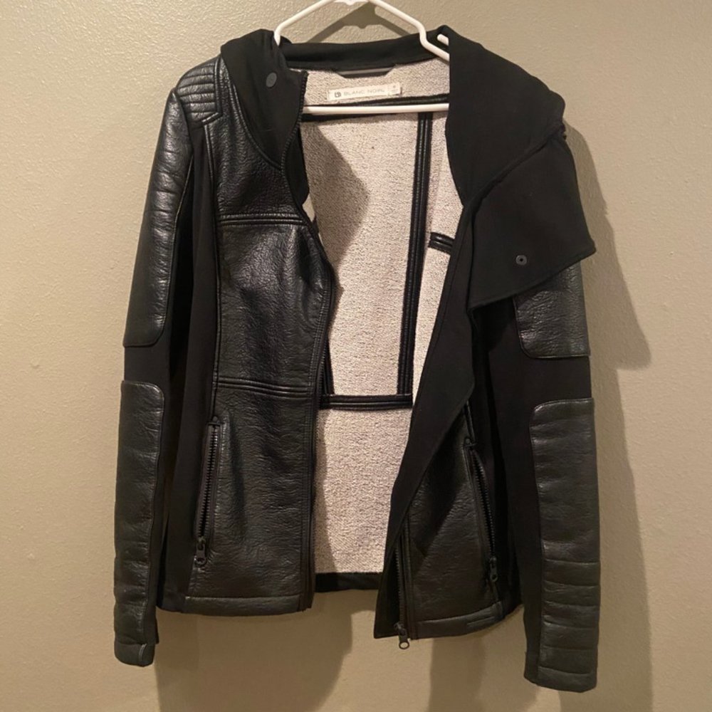 Blanc Noir Motorcycle Jacket with Hood